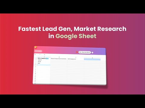 Lead Gen AI Sheet (Google Sheet Add-on): Generate, Qualify, Enrich Leads, Market Research [Video]