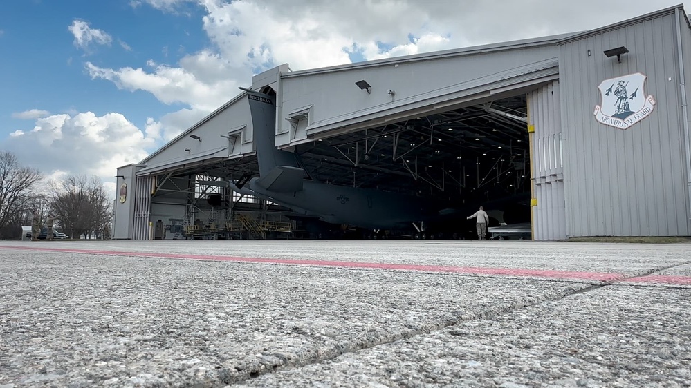 DVIDS – Video – KC-135T Stratotanker towed out of hangar
