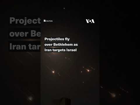 Projectiles fly over Bethlehem as Iran targets Israel #shorts | VOA News [Video]
