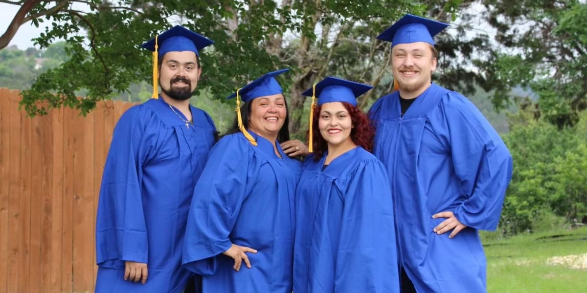 Copperas Cove mom earns degree 32 years later, graduates with three of her children [Video]