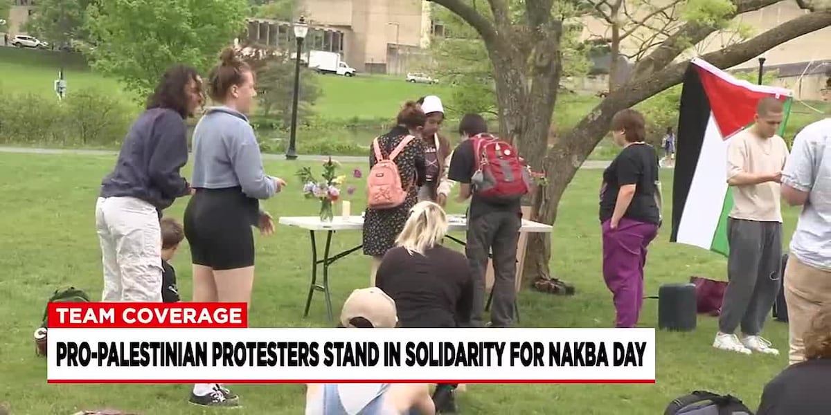 Pro-Palestinian protestors stand in solidarity at UMass Amherst for Nakba Day [Video]