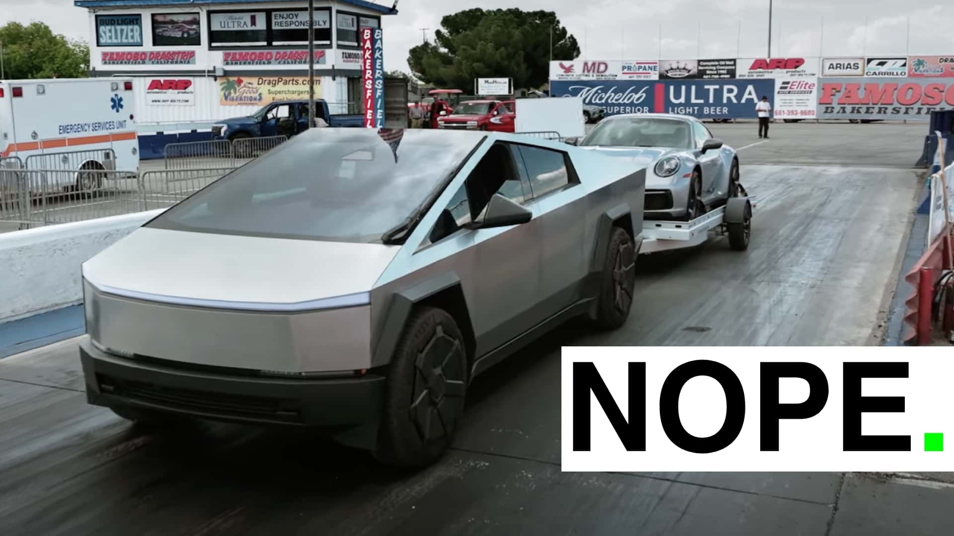 No, A Tesla Cybertruck Can’t Outrun A Porsche 911 While Towing [Video]