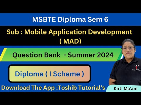 MSBTE | Mobile Application Development Important Questions | MAD | Toshib Tutorials [Video]