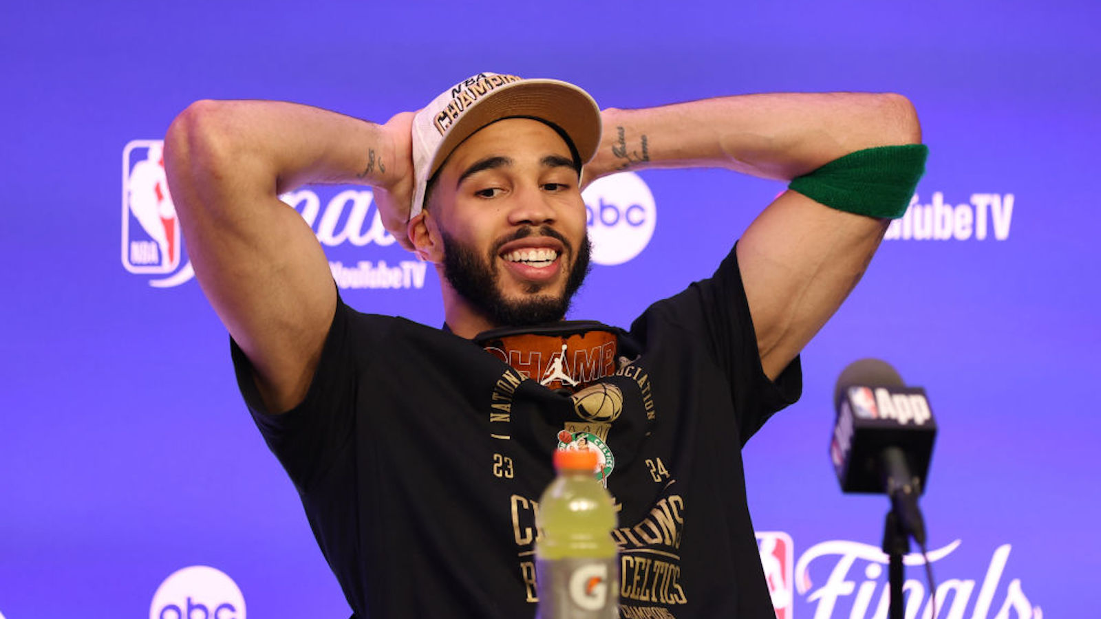 Jayson Tatum Quotes Kanye West During Postgame Celebration [Video]