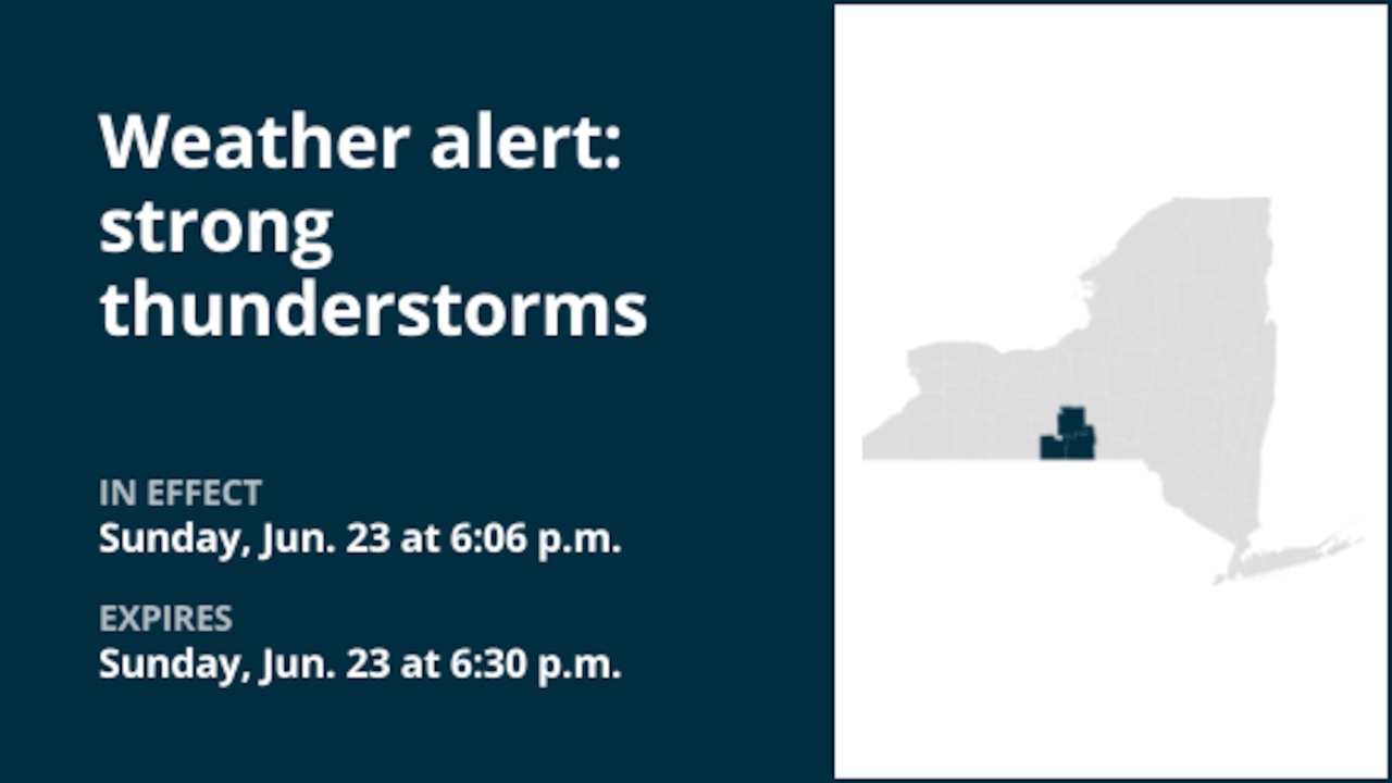 Weather alert for strong thunderstorms in Tompkins County Sunday evening [Video]