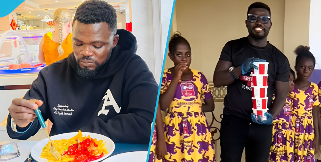 Nana Tea: Ghanaian Social Media Influencer Shares Free KFC Food To Basic Schools [Video]