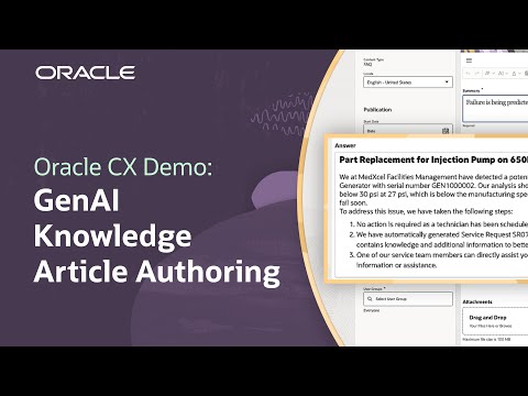 Oracle AI for CX Demo: Generative AI Knowledge Article Authoring [Video]