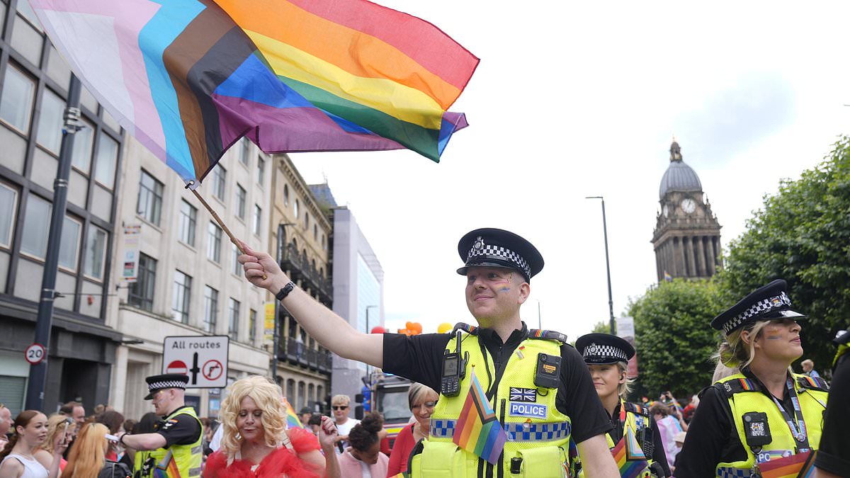 Finally Leeds police take to the streets in force… for a Pride parade! Officers wave rainbow flags – days after being slammed for leaving residents at the mercy of firebug rioters for HOURS [Video]