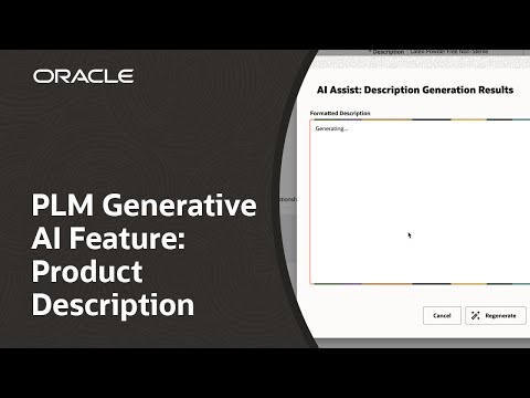 Oracle Fusion Cloud PLM Generative AI Feature: Item Description Generation [Video]