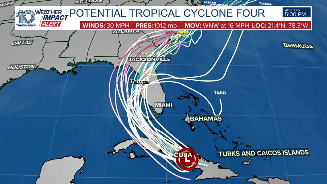 Track Potential Tropical Cyclone Four: Spaghetti, forecast cone [Video]