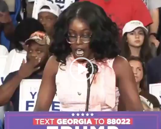 Black Georgia woman Buzzing Online After Spiting Fire To Kamara Harris At Tramps Rally [Video]