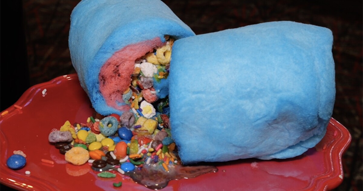 Americas latest deliciously horrifying stadium food: Cotton candy burrito [Video]