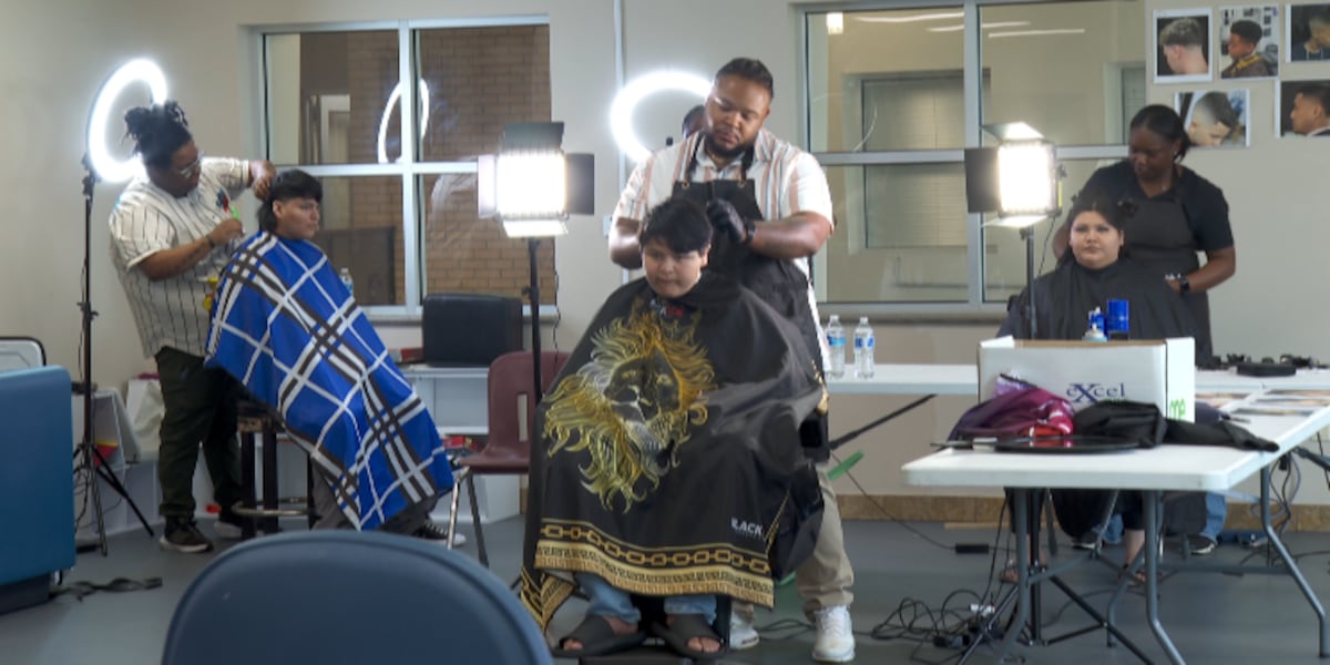 Lydia House families get haircuts before heading to school [Video]