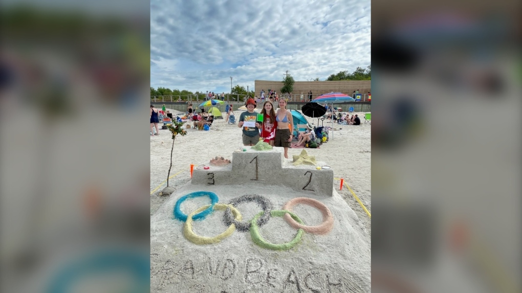 Sandcastle contest sculpting community in Grand Beach [Video]