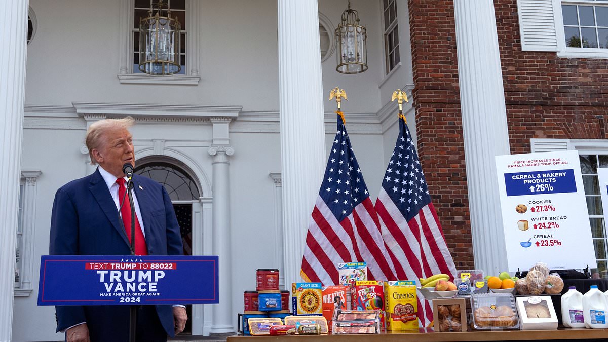 Trump press conference live: Former president speaks to the media surrounded by groceries [Video]