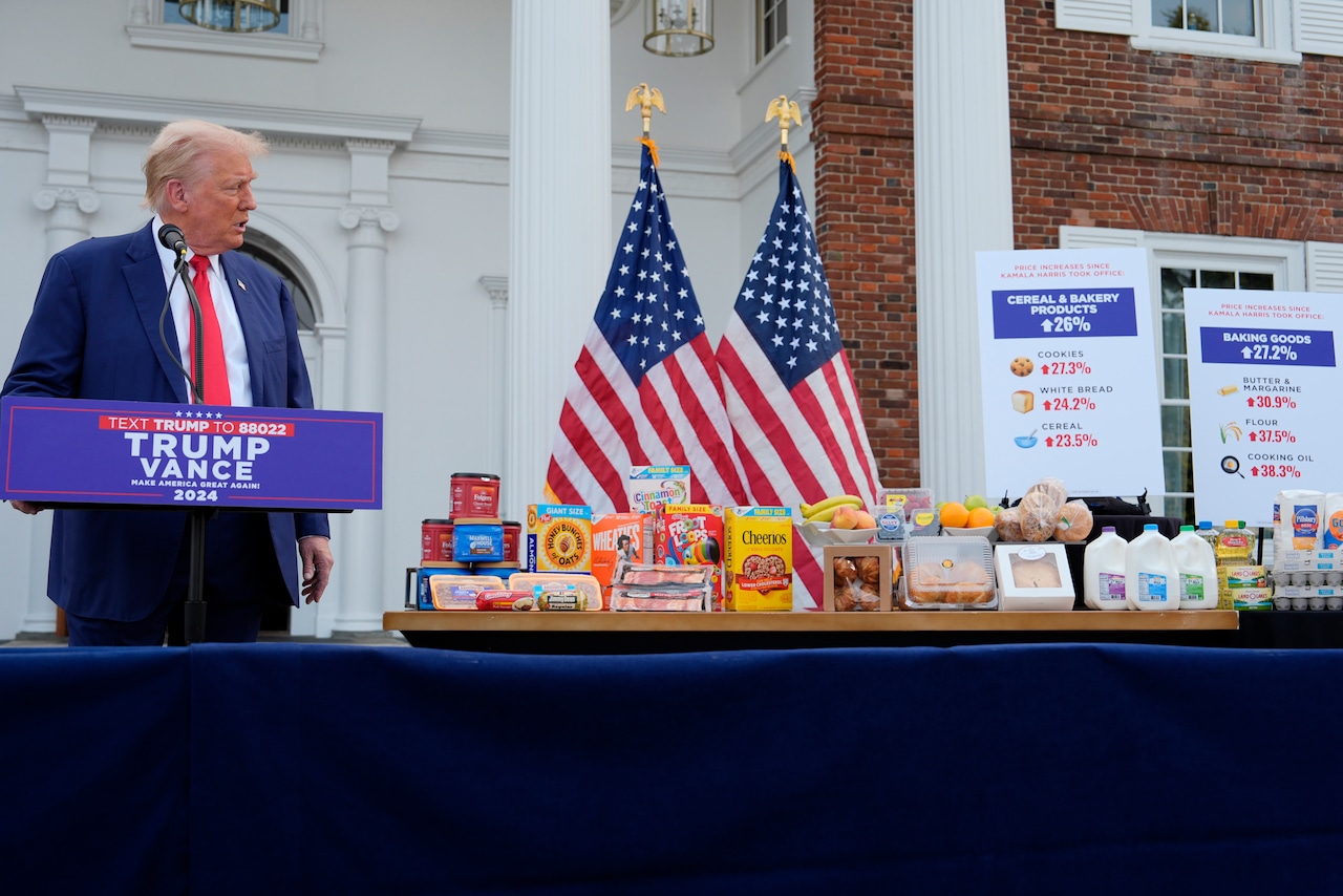 Trump, at New Jersey press conference, praises Cheerios, says Kamala Harris broke the world [Video]