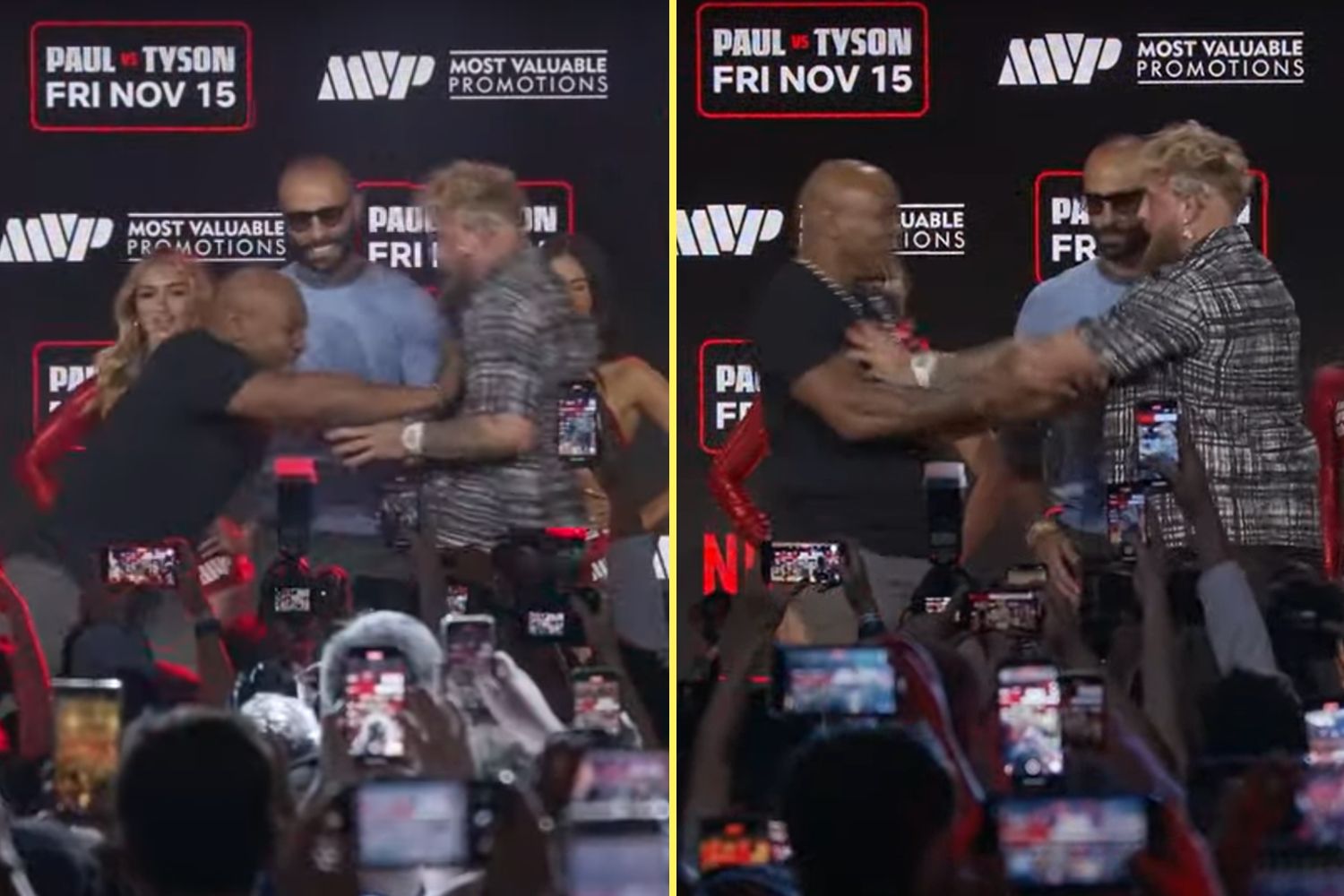 Mike Tyson and Jake Paul shove each other during tense face-off at launch press conference [Video]