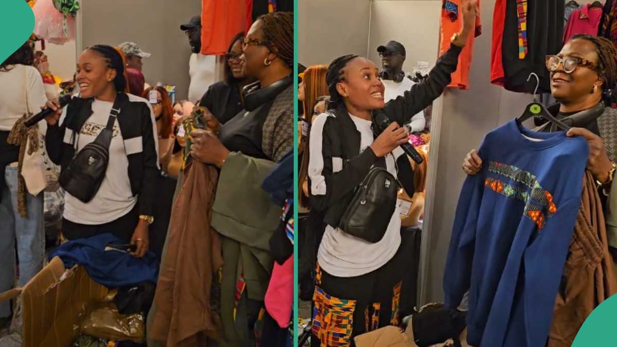 Nigerian Tailor Takes Aba-Made Clothes to London, Markets Them for Sale, Nigerians Hail Her [Video]