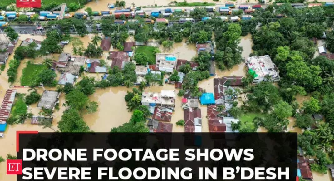 Bangladesh floods: Drone footage shows severe flooding in Feni town; toll rises to 18 – The Economic Times Video