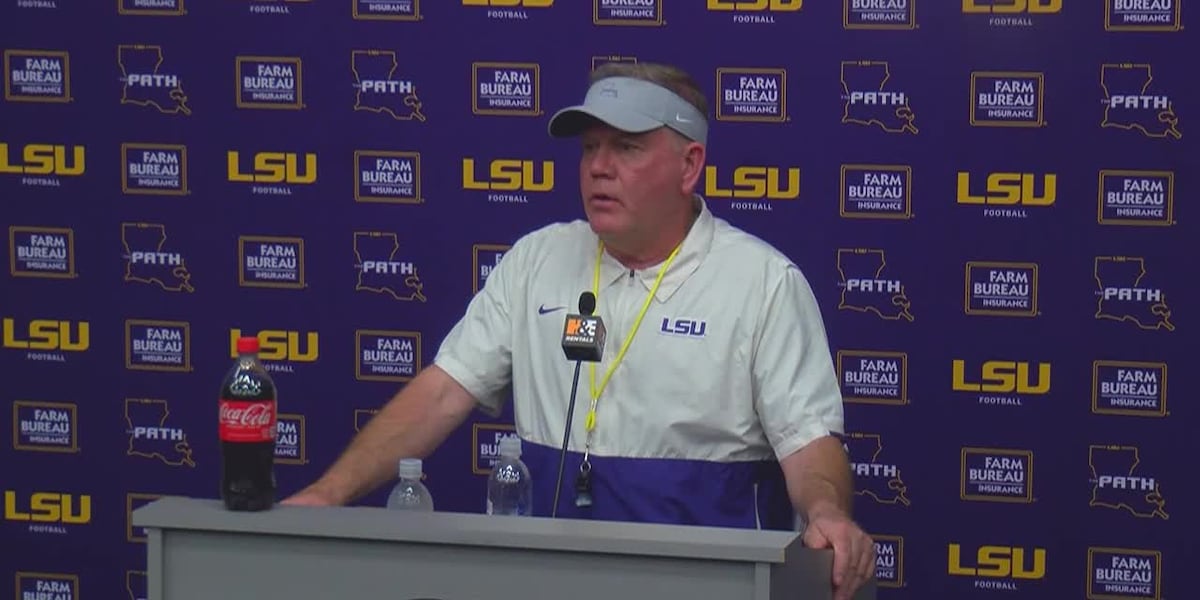 Coach Brian Kelly previews LSUs season opener against USC in Las Vegas [Video]