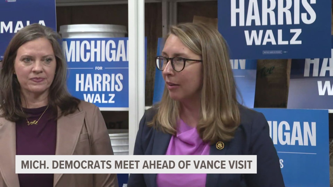 Michigan Democrats hold press conference ahead of JD Vance visit in Big Rapids [Video]