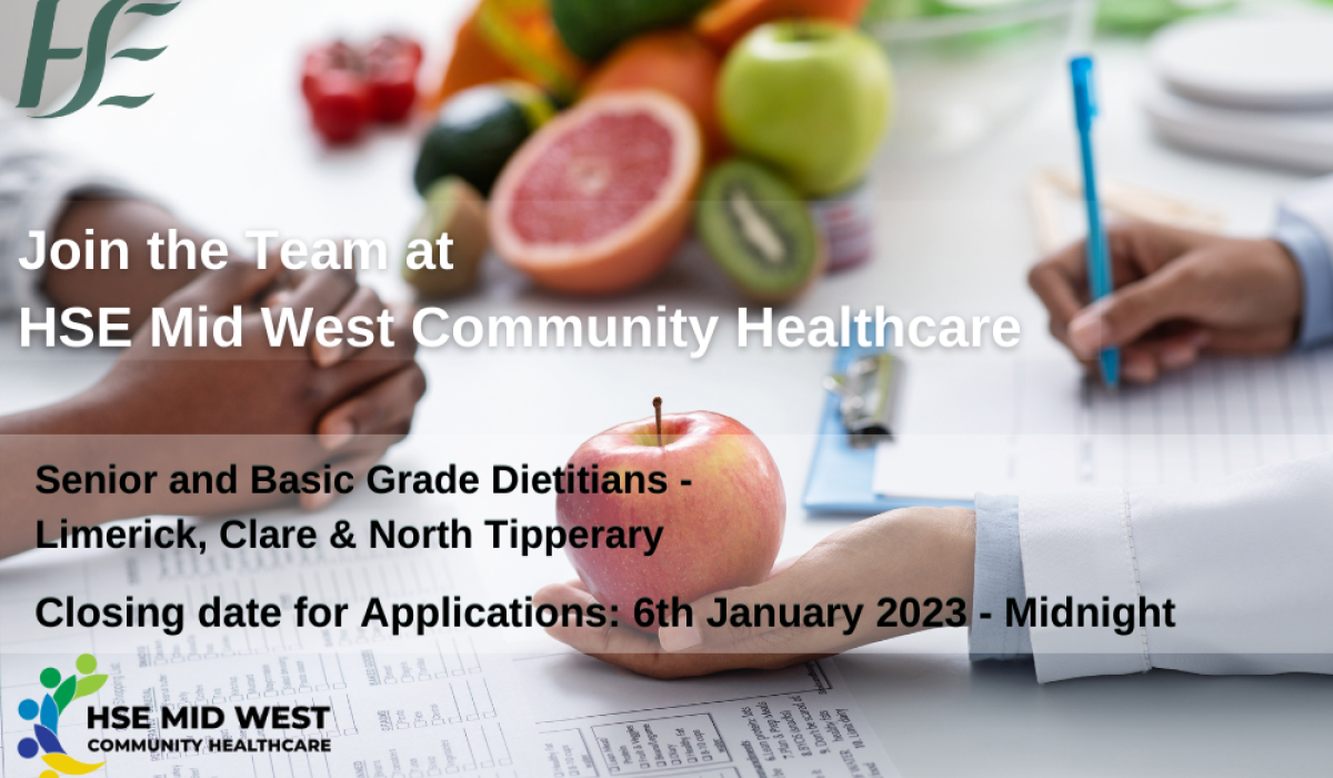 JOB ALERT: HSE seeking senior and basic grade dietitians to work in Limerick, Clare and North Tipperary [Video]