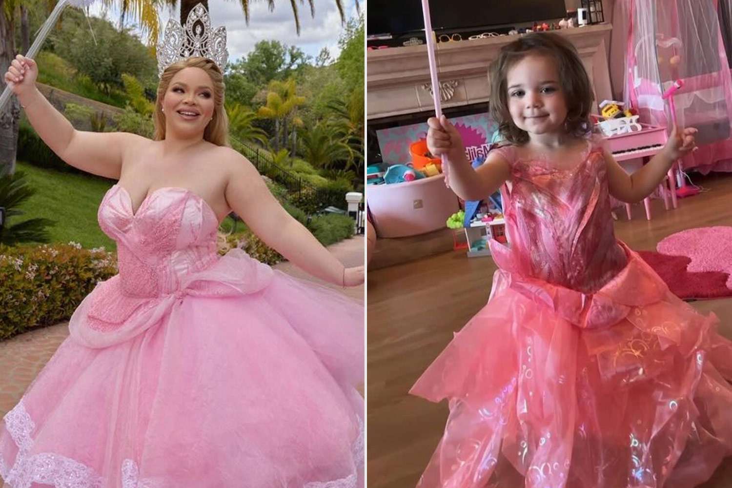 Trisha Paytas and Daughter Malibu Barbie Wear Matching Glinda Gowns [Video]