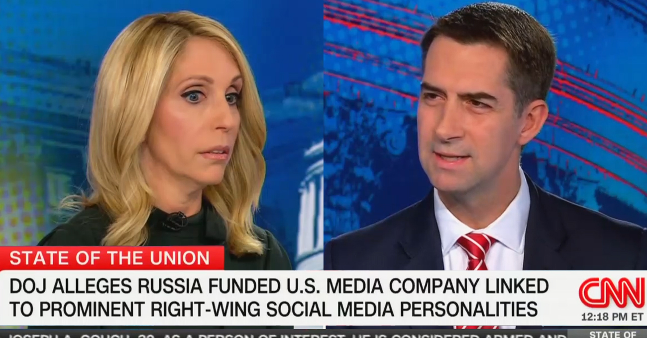 Tom Cotton Tells Dana Bash CNN Bought Russian Disinfo Lie ‘Hook, Line & Sinker’ [Video]