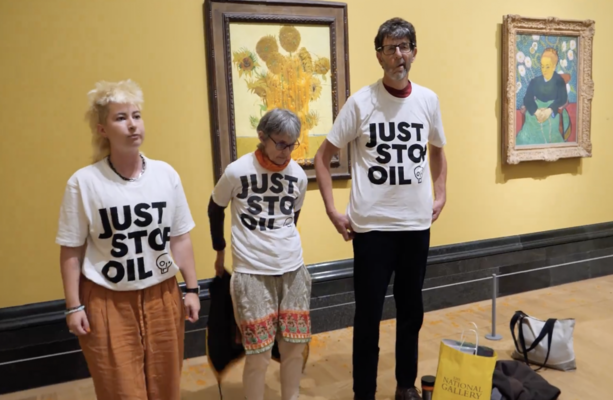 Just Stop Oil activists arrested after throwing soup over Van Gogh paintings in London [Video]