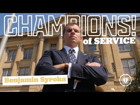 Outstanding Young Alumnus Award recipient Ben Syroka is a CHAMPION of service! [Video]