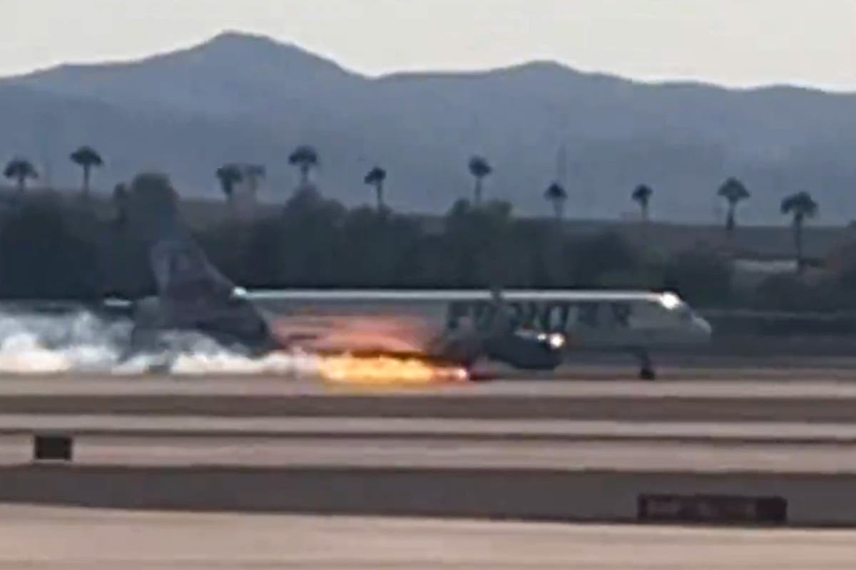 Frontier Airlines flight catches fire on landing at Las Vegas airport [Video]