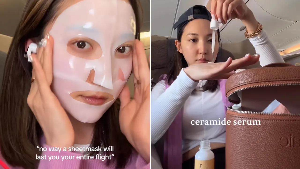 Mid-flight skin care routines becomes latest air travel trend [Video]