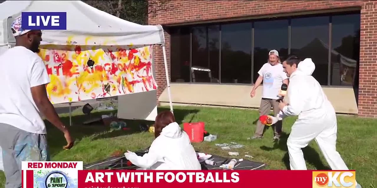 Paint and Sports Art with Footballs [Video]