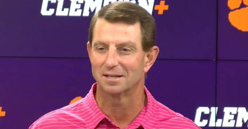 WATCH: Dabo Swinney previews Virginia, new recruiting world, future QB outlook [Video]