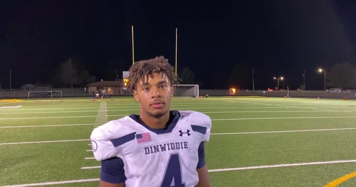 Dinwiddie senior RB/ATH Mickiel Johnson after scoring four touchdowns to lead the Generals past Petersburg 56-12 [Video]