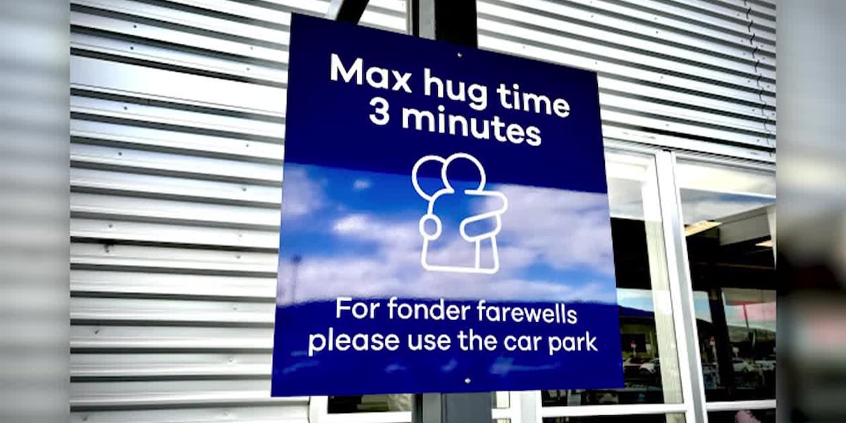 Airport introducing time limit on hugs [Video]