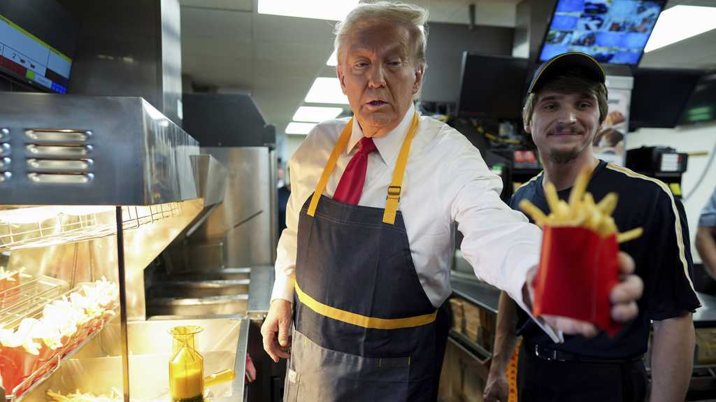 Trump works fry station, holds drive-thru news conference at McDonald