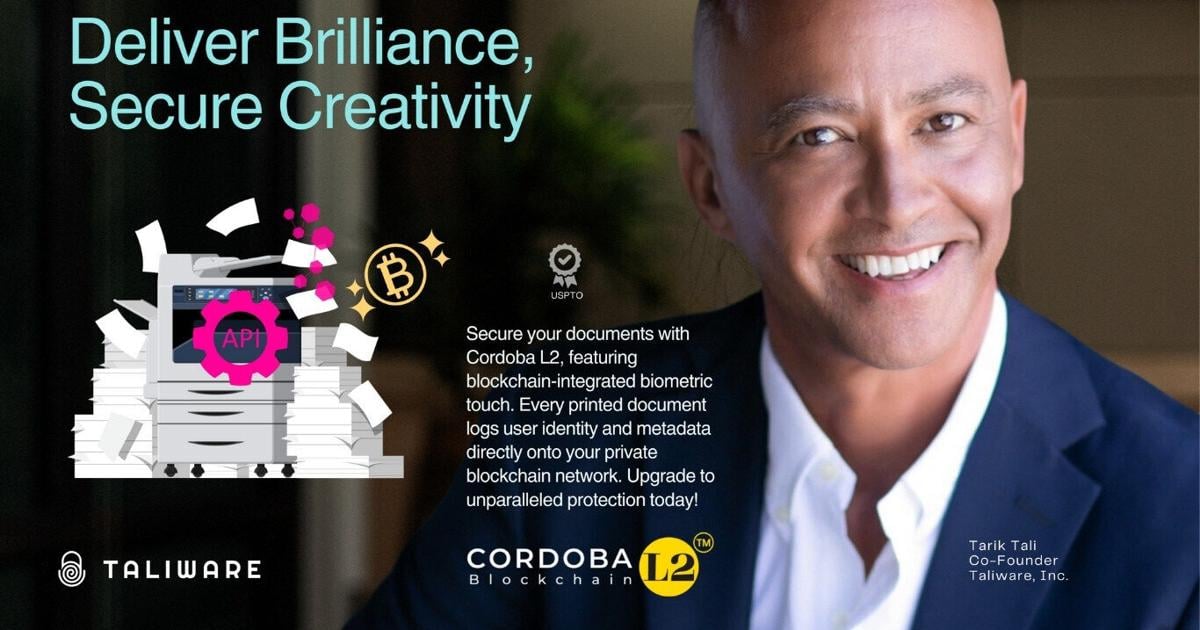 Coming Soon! Taliware to Unveil Cordoba L2 Blockchain API with Patented Cryptocopygraphy for One-Touch Copyright Protection of Digital Assets | PR Newswire [Video]