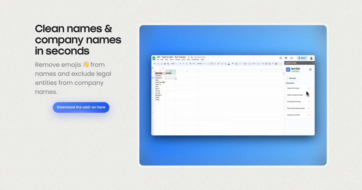 Clean & enrich leads on Google Sheets in 2 clicks [Video]