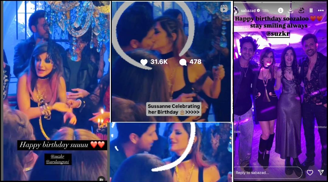 ‘Shameful, disgusting’: Sussanne Khan’s lip lock with BF Arslan Goni in front of Hrithik Roshan irks netizens [Video]