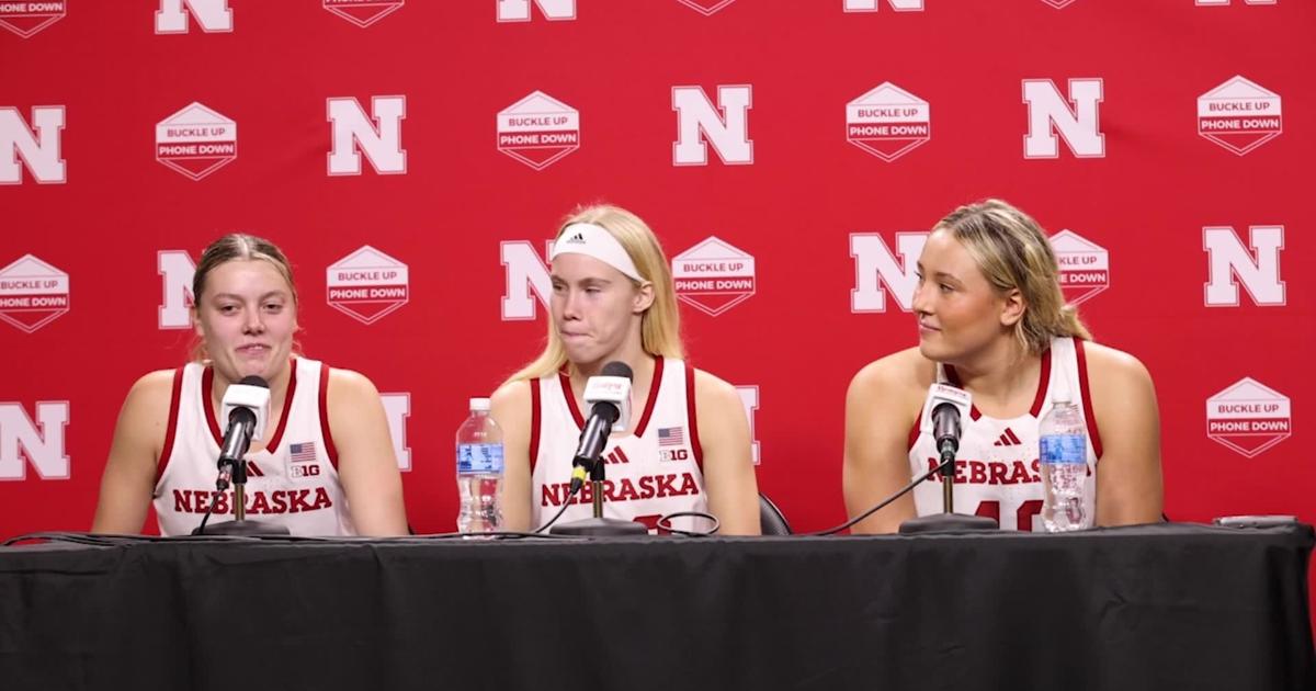 Nebraska’s Allison Weidner, Britt Prince and Alexis Markowski after exhibition match against Doane [Video]