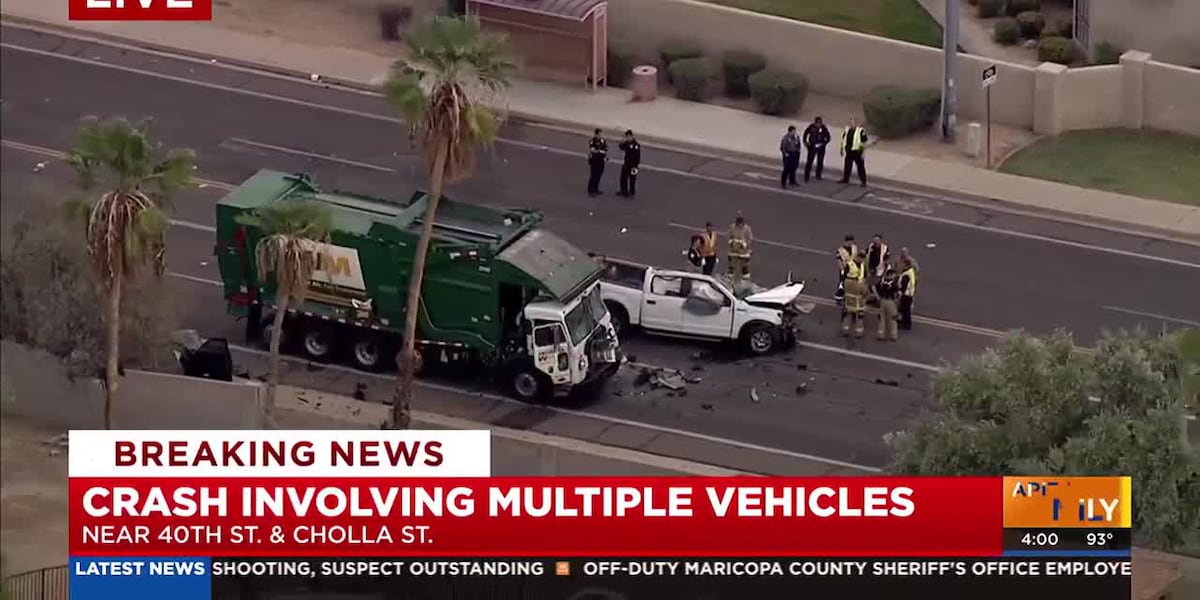 Crash involving garbage truck closes road in northeast Phoenix [Video]