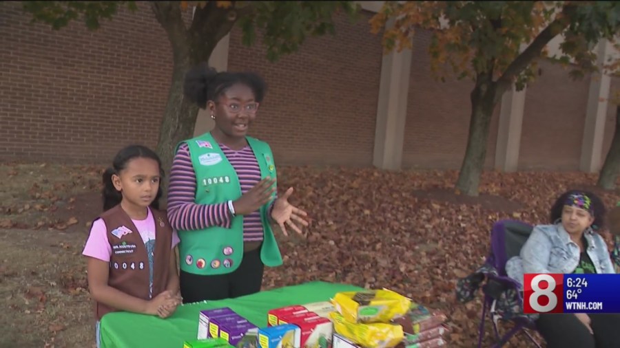 Connecticut Girl Scouts sell cookies at polling locations [Video]