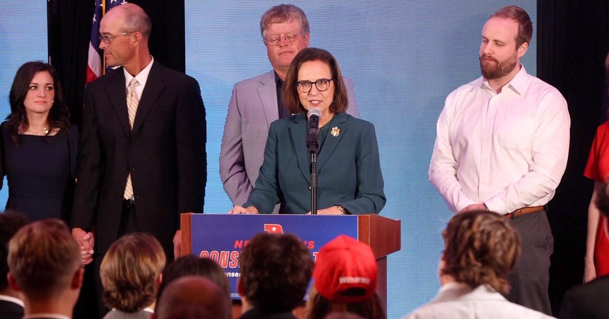 U.S. Sen. Deb Fischer speaks during the Republican election night watch party [Video]