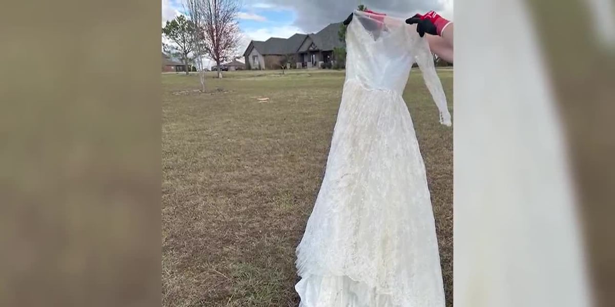 Just a little dirty and wet: Wedding dress blown away by tornado returned to owner [Video]