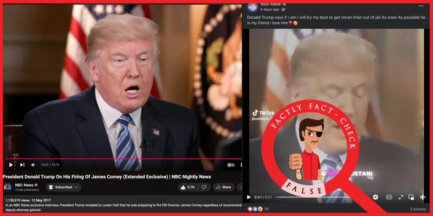 Videos claiming that Donald Trump has recently extended his support for the release of Imran Khan from Jail are Deepfakes [Video]