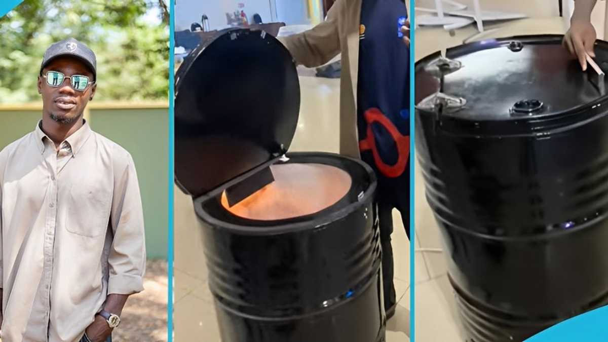 Talented Ghanaian Man Transforms an Old Metal Barrel Into a Refrigerator: “Made-in-Ghana” [Video]