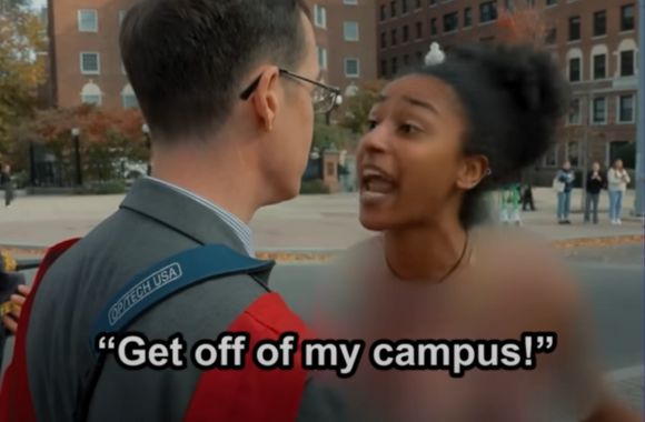 Johns Hopkins abortion activist screams at pro-lifers, rips display [Video]