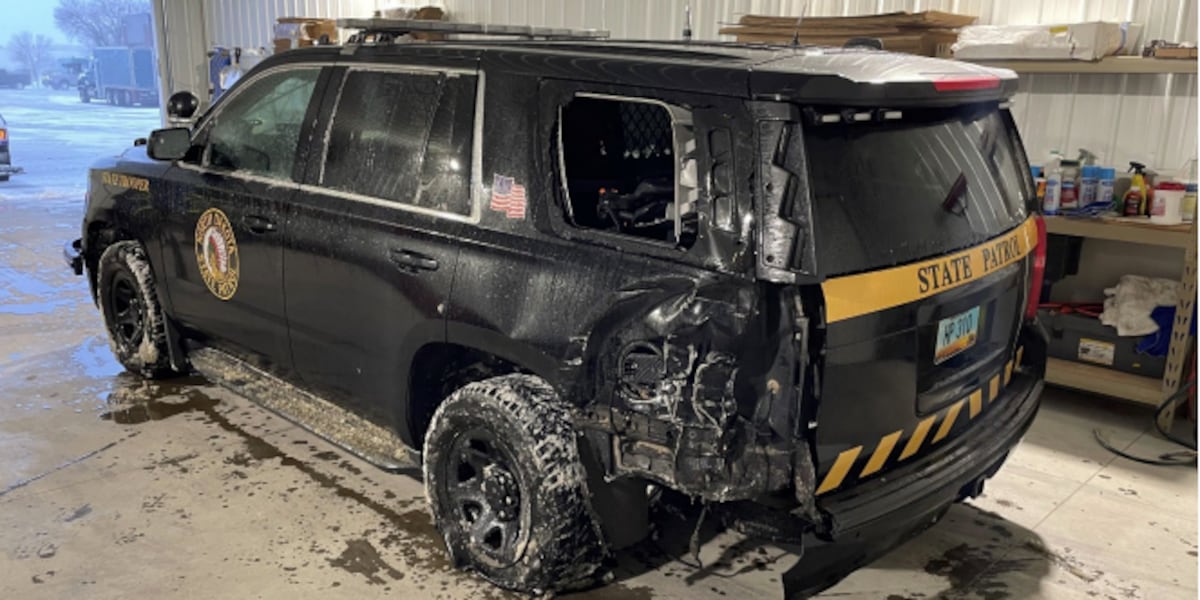 North Dakota Highway Patrol vehicle hit, State Trooper injured [Video]