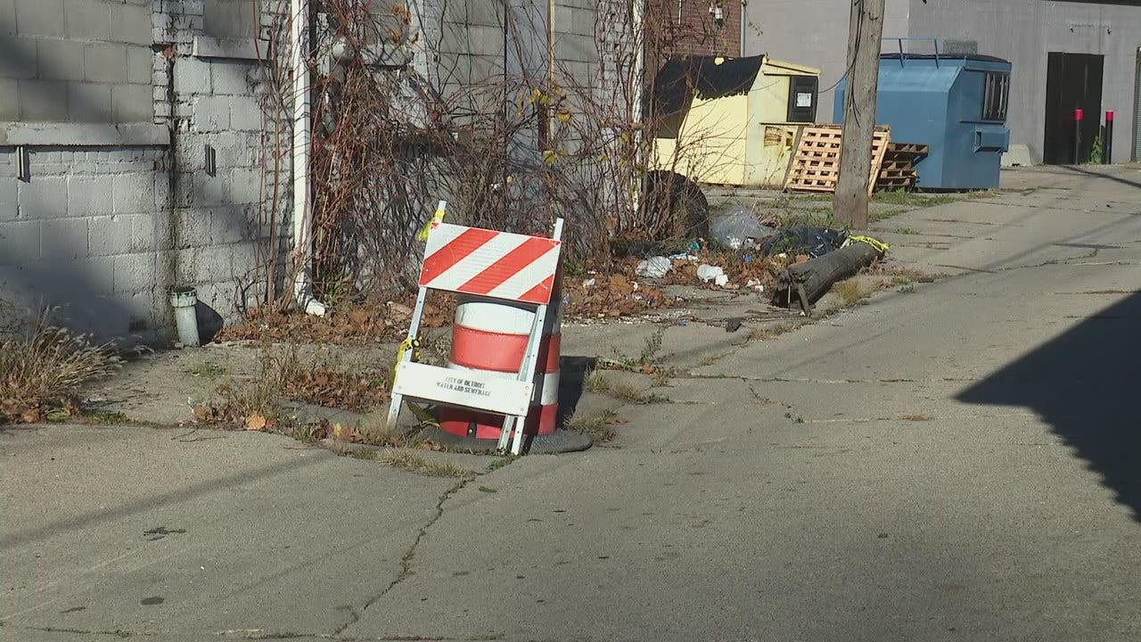 Collapsed sewer line at Detroit party store is business owner